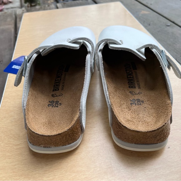 Birkenstock Boston Super Grip White Leather Clog Mules NWB Sz 36( 5-5.5 U.S.) - Picture 12 of 15